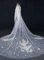 In Stock:Ship in 48 Hours White Tulle Lace Applique With Long Thread Wedding Veils