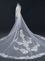 In Stock:Ship in 48 Hours Long White Tulle Appliques Wedding Brides Veils