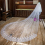 In Stock:Ship in 48 Hours White Tulle Lace Long Brides Wedding Veils