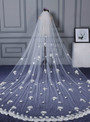 In Stock:Ship in 48 Hours White Long Trailing White Tulle Flower Wedding Veils