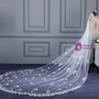 In Stock:Ship in 48 Hours White Long Trailing White Tulle Flower Wedding Veils