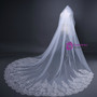 In Stock:Ship in 48 Hours White Long Yarn Tail Sequin Lace Studded Yarn Wedding Veil 