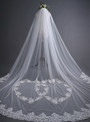 In Stock:Ship in 48 Hours White Tulle Appliques Wedding Veil Gauze With Inserting Comb