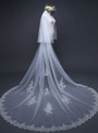 In Stock:Ship in 48 Hours White Tulle Lace Appliques Bridal Veil