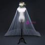 In Stock:Ship in 48 Hours White Tulle Appliques Long Brides Wedding Veil 