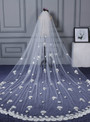 In Stock:Ship in 48 Hours White Tulle Flower Long Wedding Veil