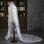 In Stock:Ship in 48 Hours White Tulle Lace Appliques Long Wedding Veil