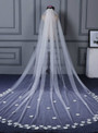 In Stock:Ship in 48 Hours White Tulle Flower Wedding Bride Long Veil
