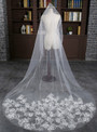 In Stock:Ship in 48 Hours Simple White Tulle Appliques Bride Veil