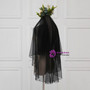 In Stock:Ship in 48 Hours Cheap Short Black Tulle Beading Bride Veil