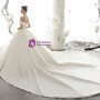 Elegant Simple White Satin Off the Shoulder Pleats Wedding Dress With Long Train