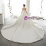 Elegant Simple White Satin Off the Shoulder Pleats Wedding Dress With Long Train