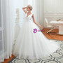 Graceful White Ball Gown V-neck Backles Tulle Pleats Floor Length Wedding Dress