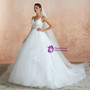 Advanced White Ball Gown Tulle Appliques Spaghetti Straps Wedding Dress