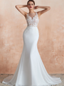 Sexy White Mermaid Chiffon Illusion Sleeveless Floor Length Wedding Dress