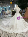 Light Champagne Ball Gown Satin Lace Cap Sleeve With Beading Sequins Wedding Dress