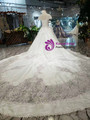 Light Champagne Ball Gown Satin Lace Cap Sleeve With Beading Sequins Wedding Dress