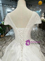 Light Champagne Ball Gown Satin Lace Cap Sleeve With Beading Sequins Wedding Dress