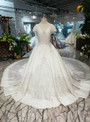 Light Champagne Ball Gown Satin Lace Cap Sleeve With Beading Sequins Wedding Dress