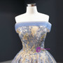 Gold Ball Gown Tulle Off the Shoulder Sequins Appliques Long Prom Dress 2020