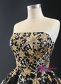 High quality Black Ball Gown Tulle Star Sequins Strapless Sleeveless Prom Dress 2020