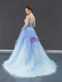 Attractive Blue Ball Gown Tulle Spaghetti Straps Beading Long Prom Dress 2020