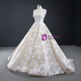 Champagne Ball Gown Tulle Flower Sleeveless Sweetheart Long Prom Dress 2020