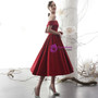 Fancy Burgundy Satin Off the Shoulder Pleats Short Prom Dress 2020