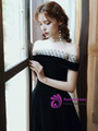 Dreamy Black Velvet Off the Shoulder Short Prom Party Dress 2020