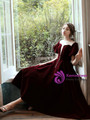 Sexy Burgundy See Through Puff Short Sleeve Short Prom Dress With Button 2020