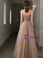 Luxury Champagne Tulle Spagehtti Straps Sleeveless Beading Prom Dress 2020