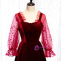 Burgundy Velvet Square Wave Point Long Sleeve Backless Prom Dress 2020