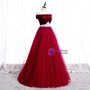Amazing Burgundy Tulle Off the Shoulder Formal Prom Dress With Pearls 2020