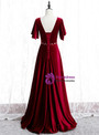 Unique Burgundy Velvet V-neck Beading Sequins Floor Length Prom Dress 2020