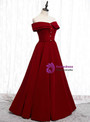 Advanced Burgundy Off the Shoulder Sleeveless Long Prom Dress 2020