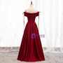 100% Custom Made Sexy Burgundy Satin Off the Shoulder Formal Prom Dress