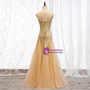 Sexy Gold Mermaid See Through Neck Sequins Tulle Sleeveless Prom Dress 2020