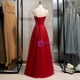 Burgundy Tulle Spaghetti Straps Sleeveless Beading Prom Dress 2020