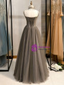 Shop 2020 New Arrival A-Line Gray Tulle Spagehtti Straps Beading Prom Dress From Kemedress