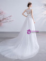 Overnight Shipping:Ship in 48 hours V Neck Tulle Sheer Back Wedding Dress