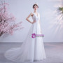 Last Minute:Ship in 48 hours Cutout Back Tulle Appliques V Neck Wedding Dress