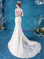 In Stock:Quick Deilvery Satin Trumpet Mermaid Square Neck Sweep Train Wedding Dress