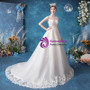 In Stock:Last Minute Sheer Back Appliques Sweep Train Scoop Tulle Wedding Dress