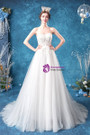 Quick Deilvery:Ship in 48 hours Sweetheart See Through Appliques Tulle Long Wedding Dress