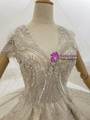 Shop 2020 Bling Bling V Neck Tulle Huate Couture Cap Sleeves Luxury Crystal Wedding Dress