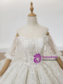 Shop 2020 Two Piece Half Sleeves Beading Ball Gown Crystal Huate Couture Wedding Dress