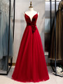 Spaghetti Straps Satin Velvet Tulle Long Prom Dress With Bow