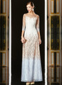 A-Line White Gold Tulle Sequins 3/4 Sleeve Mother Of The Bride Dress 2020