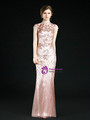 Marvelous Pink Mermaid Sequins High Neck Cap Sleeve Long Mother Of The Bride Dress 2020