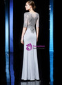 Silver Gray Mermaid Satin Appliques Beading Short Sleeve Long Mother Of The Bride Dress 2020
